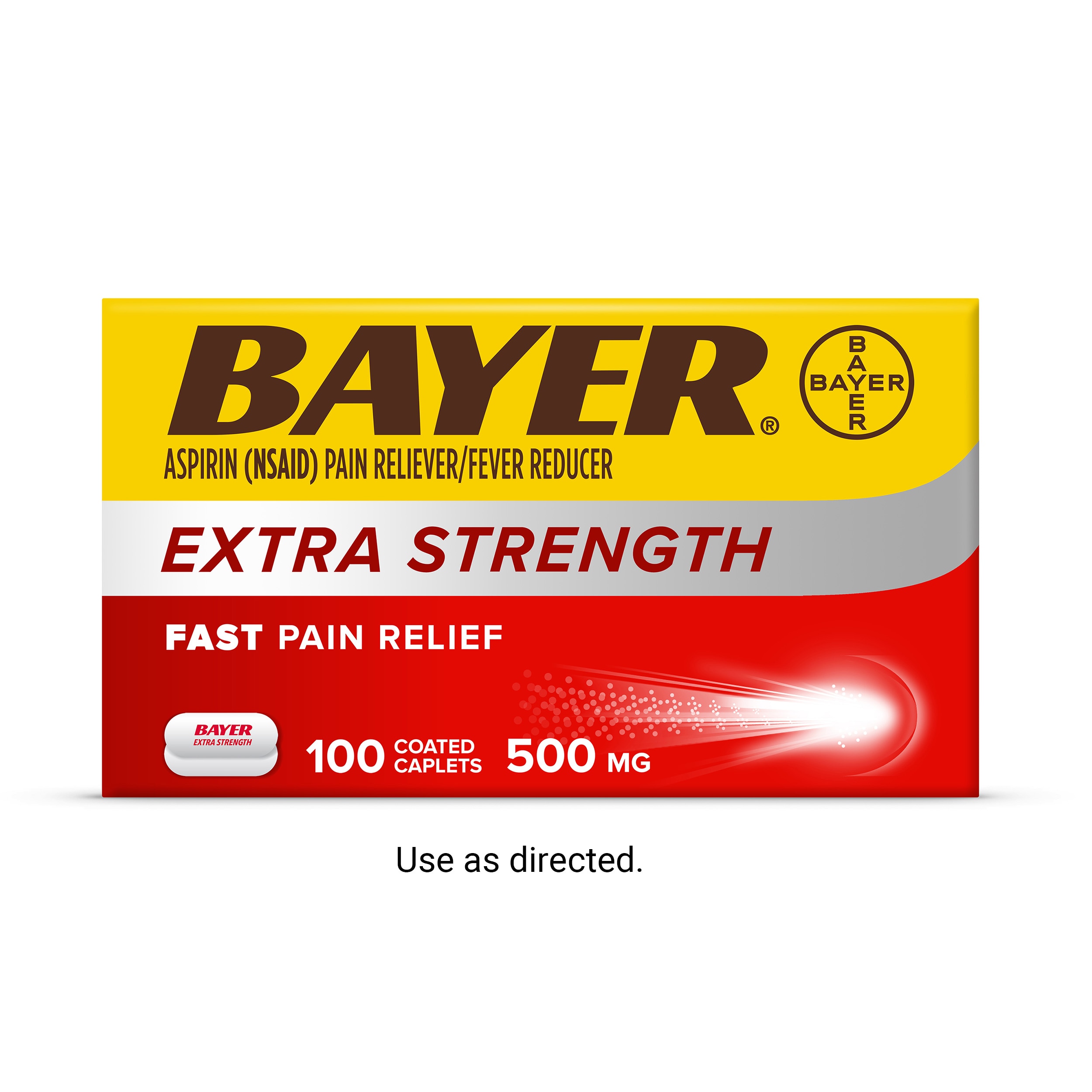 yellow and red carton of Bayer® Aspirin Extra Strength 500mg